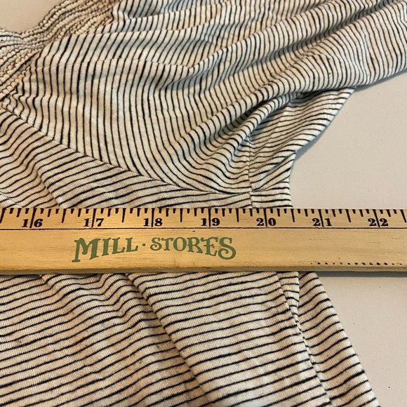 Knox Rose Women XL Striped Peasant Top Blouse Off Shoulder Tie Short Sleeve Boho - Picture 8 of 10